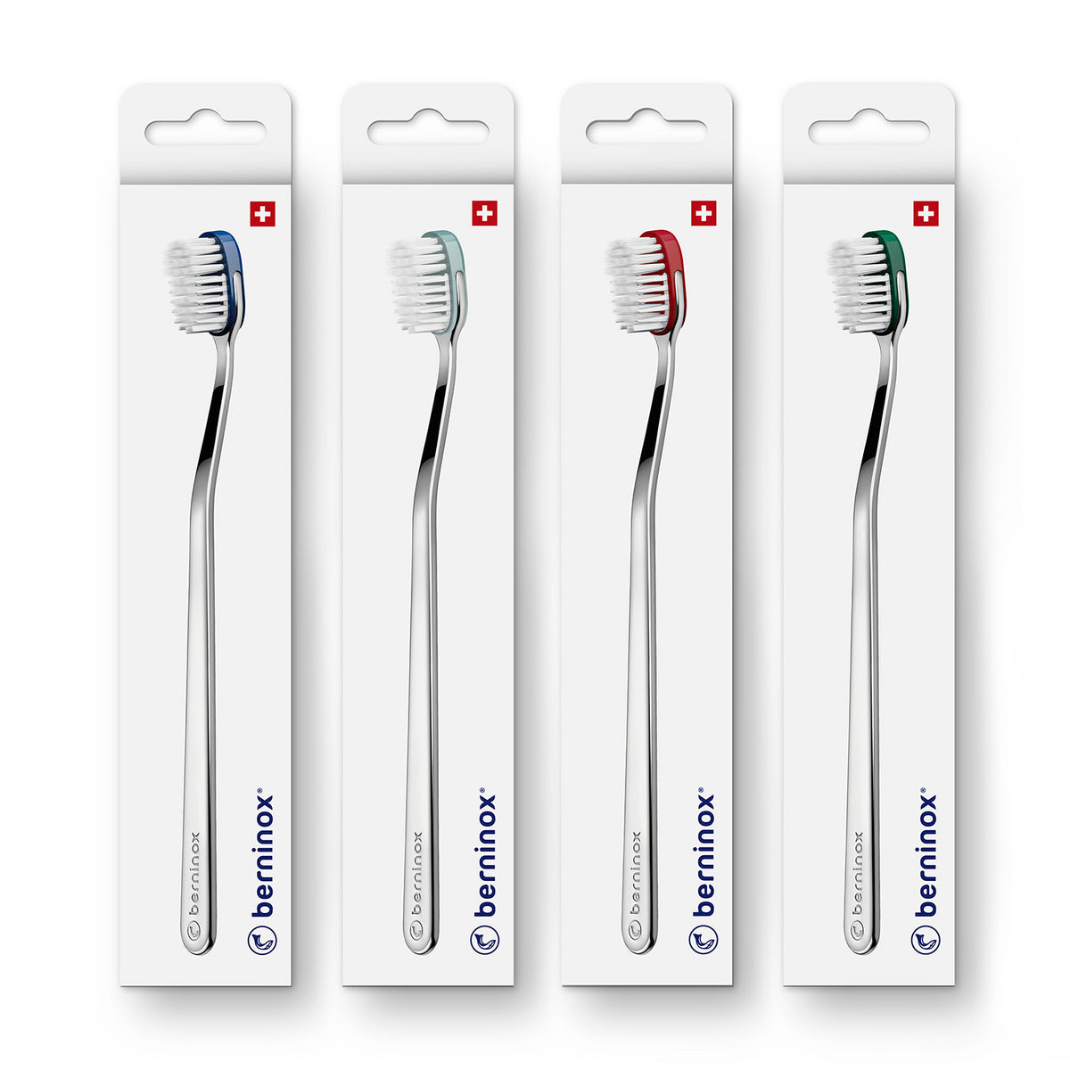 Pack de 4 brosses à dents Medium - bleu océan / vert iceberg / rouge corail / vert atlantique