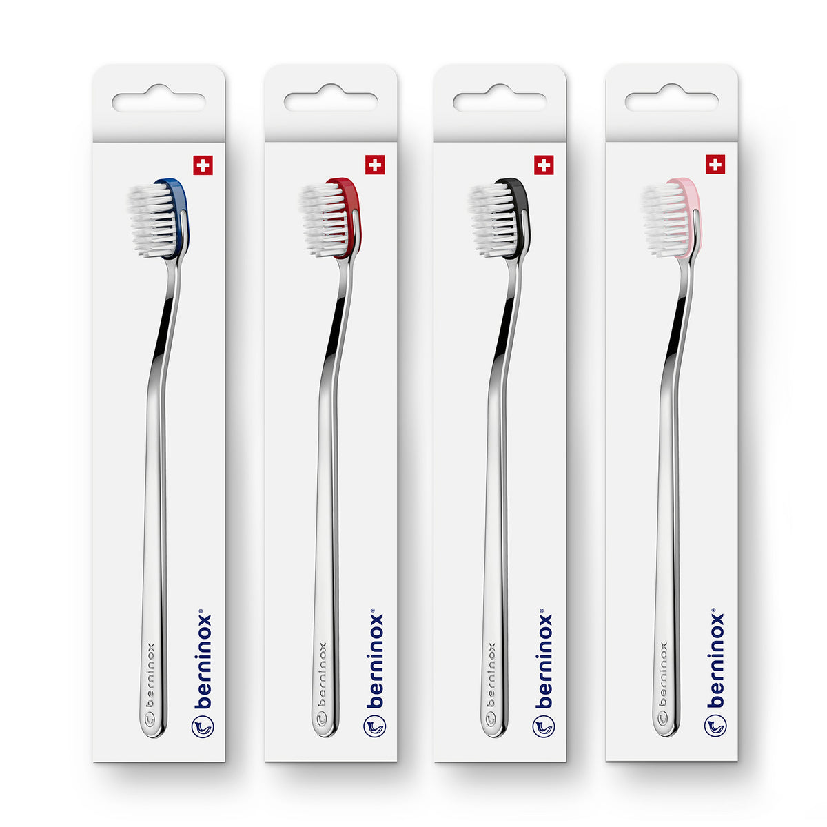 Pack de 4 brosses à dents Medium - bleu océan / rouge corail / noir profond/ rose coquillage