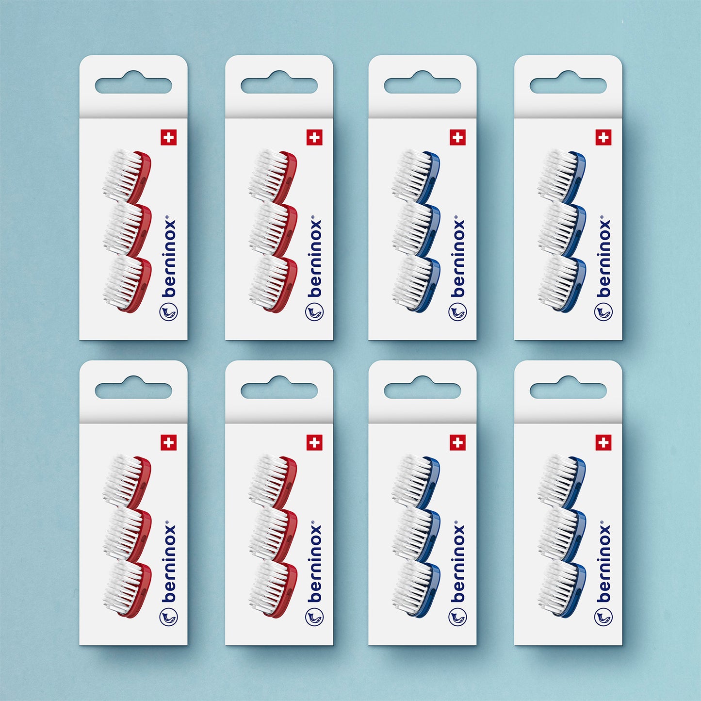 Pack of 8 refills - coral red and ocean blue - 24 heads